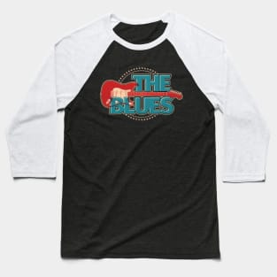 Vintage Style Blues Guitar With Stars Baseball T-Shirt